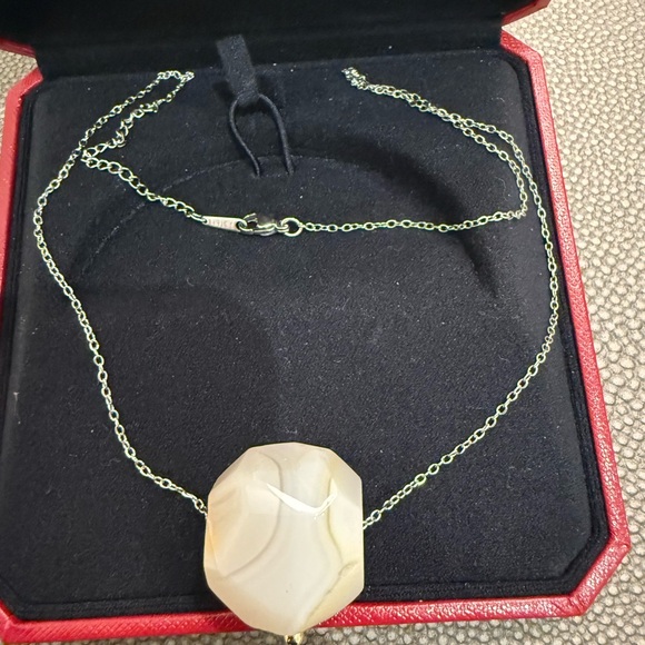 Jewelry - Elegant Steel Necklace with Stone Pendant